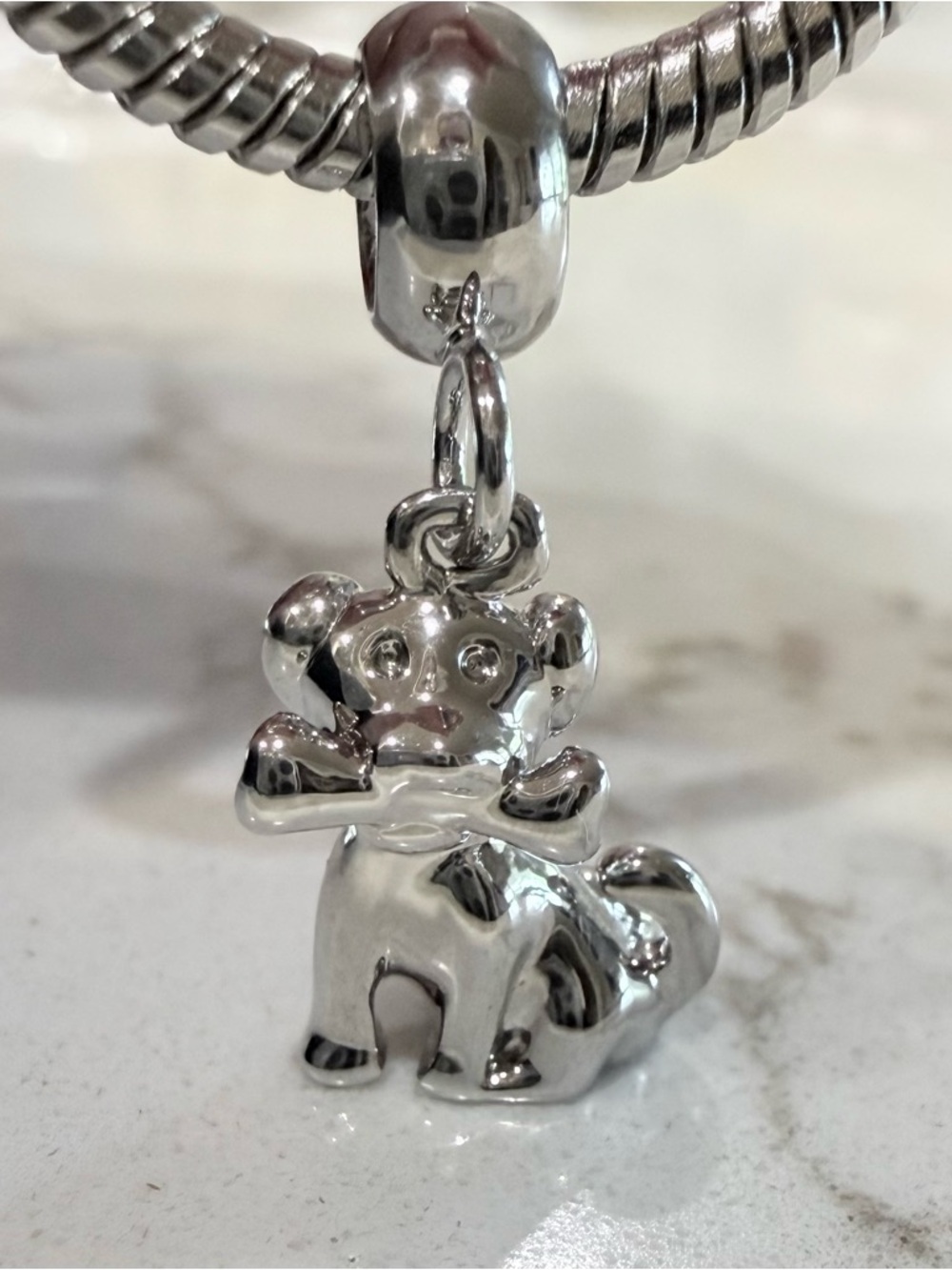 Silver Puppy Dog  Charm 3D